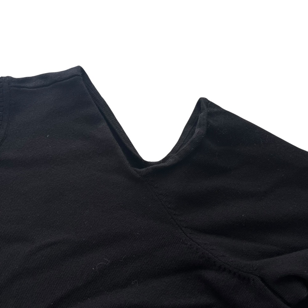 525 America Women Sz L Black Cold Shoulder Turtleneck Ribbed Knit Sweater Grunge - Picture 7 of 15